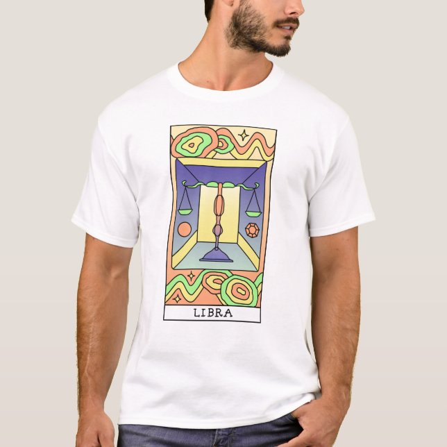 Libra Zodiac Sign Abstract Art Vintage T-Shirt (Front)