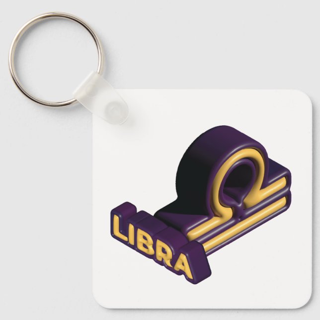Libra Zodiac Sign and Text Design Key Ring (Front)