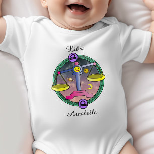 Libra Zodiac Sign Astrology Cartoon Horoscope Baby Bodysuit