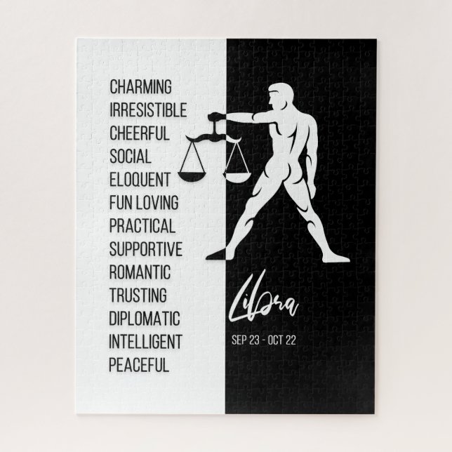 Libra Zodiac Sign, Black & White Jigsaw Puzzle (Vertical)