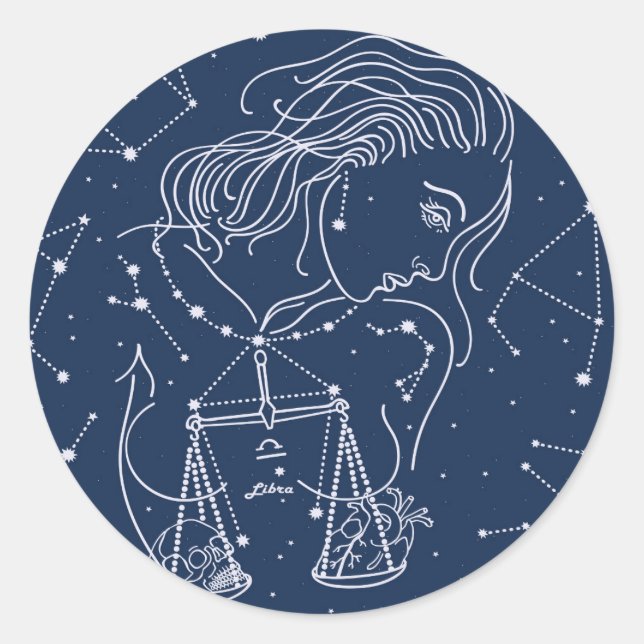 Libra zodiac sign classic round sticker (Front)