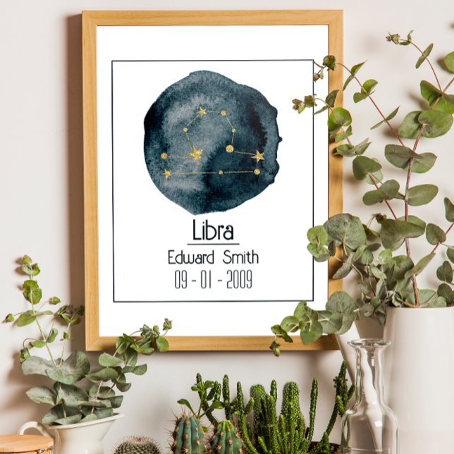 Libra Zodiac Sign: Custom Name & Birthday Poster (Creator Uploaded)