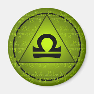 Libra Zodiac Sign Green Triangle Curly Script Magnet