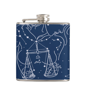 Libra zodiac sign hip flask