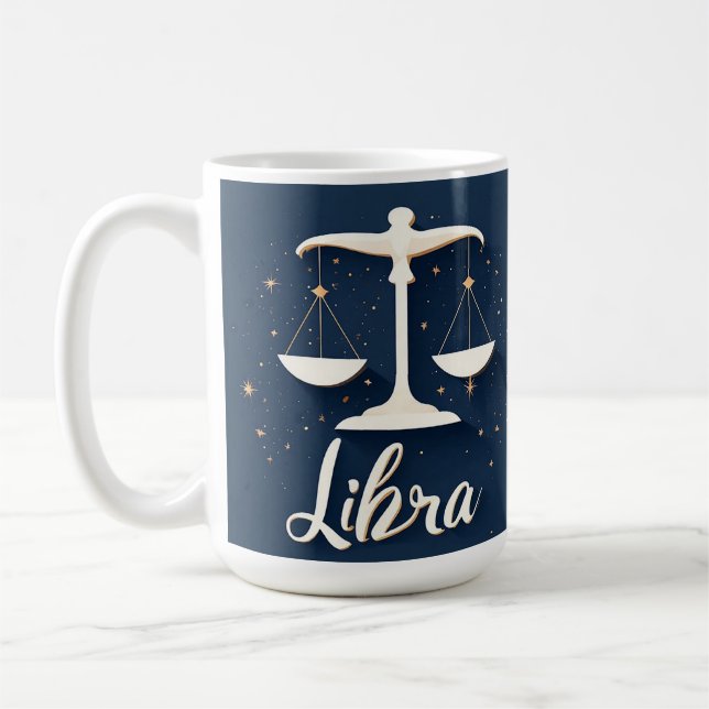 Libra Zodiac Sign Icon with Balanced Scales Coffee Mug (Left)