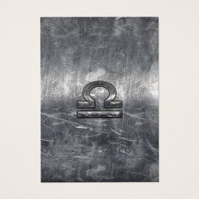 Libra Zodiac Sign in silver grunge steel style (Front)