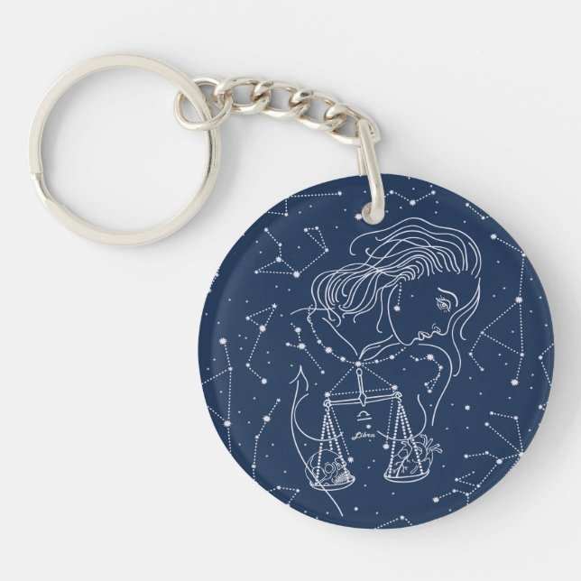 Libra Zodiac Sign Key Ring (Front)