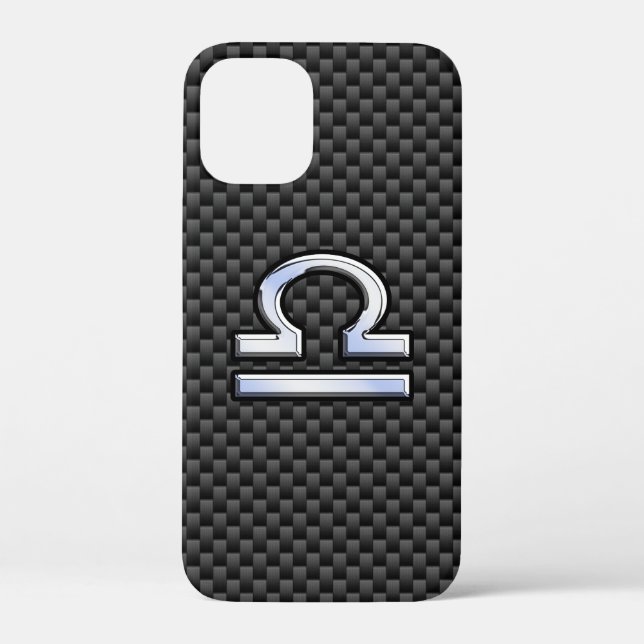 Libra Zodiac Sign on Black Carbon Fibre Print Case-Mate iPhone Case (Back)