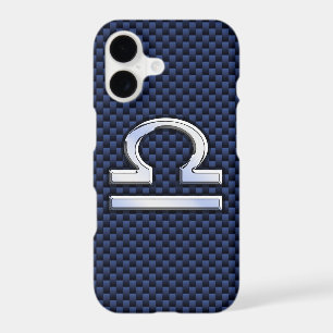 Libra Zodiac Sign on Blue Carbon Fibre Style