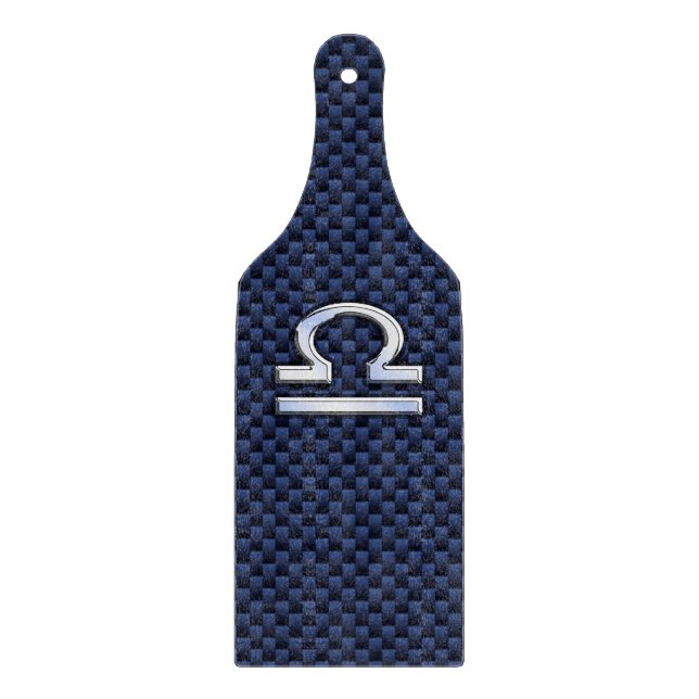 Libra Zodiac Sign on Blue Carbon Fibre Style Cutting Board (Front)