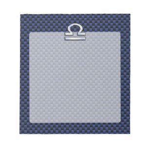 Libra Zodiac Sign on Blue Carbon Fibre Style Notepad