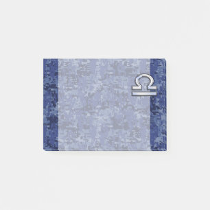 Libra Zodiac Sign on Blue Digital Camouflage Post-it Notes
