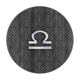 Libra Zodiac Sign on Carbon Fibre Style Cutting Board