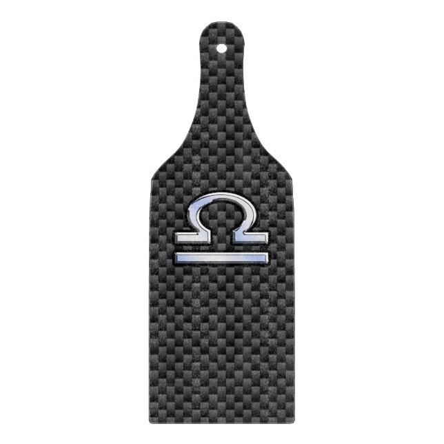 Libra Zodiac Sign on Carbon Fibre Style Cutting Board (Front)