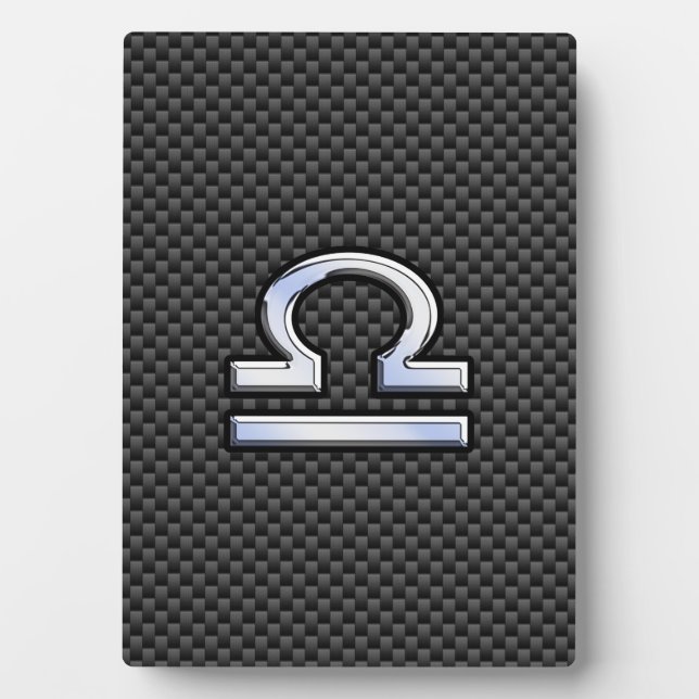 Libra Zodiac Sign on Carbon Fibre Style Plaque (Front)