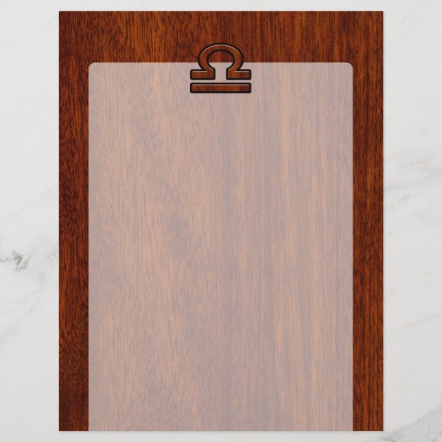 Libra Zodiac Sign on Mahogany Style Decor (Front)