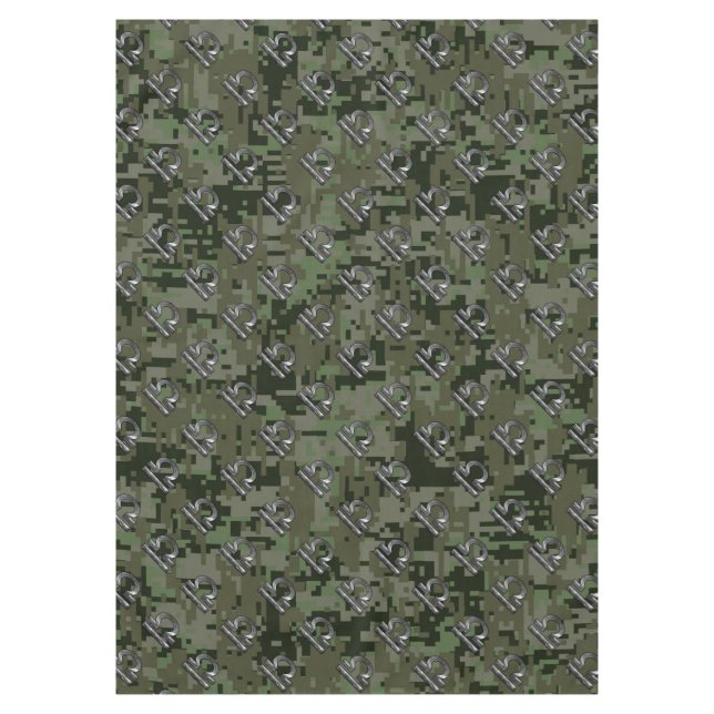Libra Zodiac Sign on olive green digital camo Tablecloth (Front)