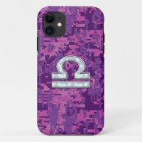Libra Zodiac Sign on Pink Digital Camo