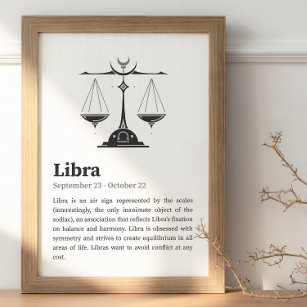 Rare LIBRA Scales Poster, Unique Zodiac Symbol Gift