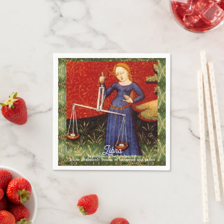 Libra Zodiac Sign Scales Birthday Party Napkin