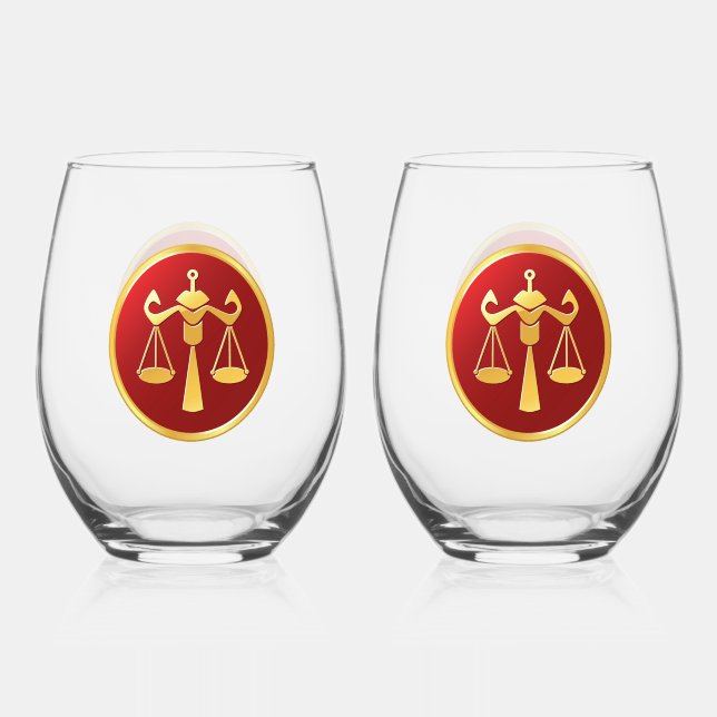 Libra Zodiac Sign Stemless Wine Glass (Front)