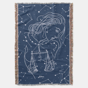 Libra zodiac sign throw blanket