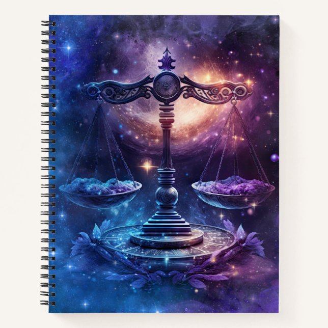Libra Zodiac Sign Watercolor Design Notebook (Front)