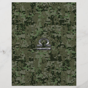 Libra Zodiac Sign Woodland Digital Camouflage