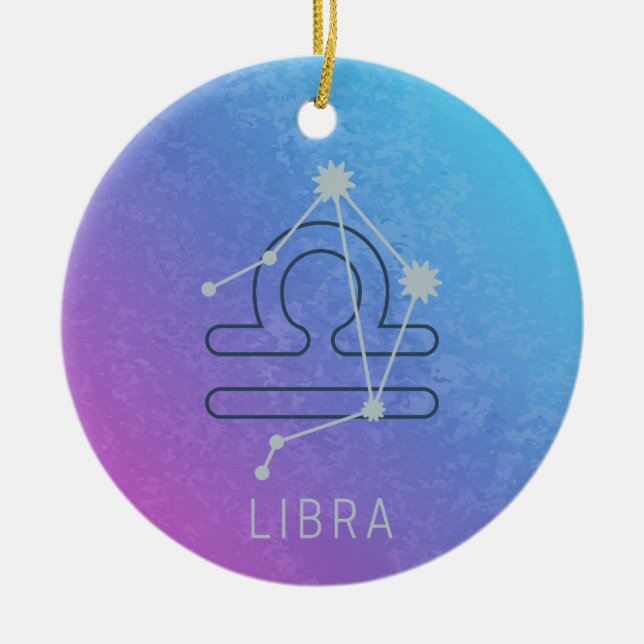 Libra Zodiac Star Sign Horoscope Constellation Ceramic Tree Decoration (Front)