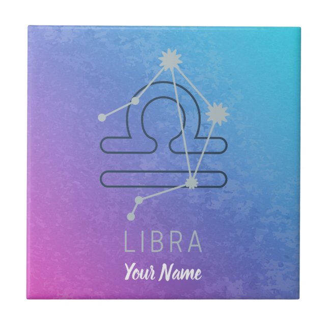 Libra Zodiac Star Sign Horoscope Constellation Tile (Front)