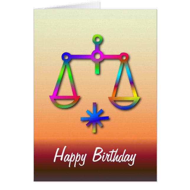 Libra Zodiac Star Sign Rainbow Birthday (Front)