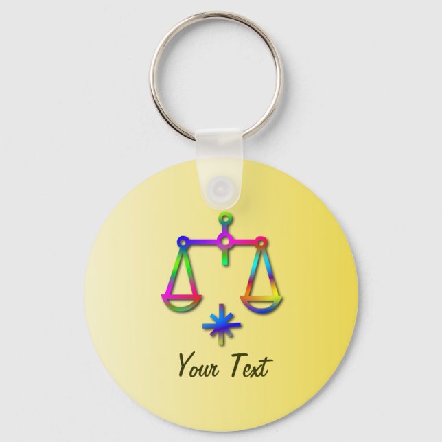Libra Zodiac Star Sign Rainbow Key Ring (Front)