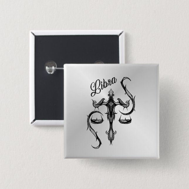 Libra Zodiac Symbol 15 Cm Square Badge (Front & Back)