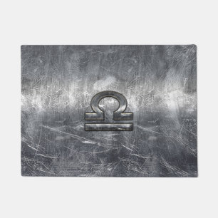 Libra Zodiac Symbol Distressed Industrial Steel Doormat