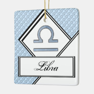 Libra Zodiac Symbol Element by Kenneth Yoncich Ceramic Tree Decoration
