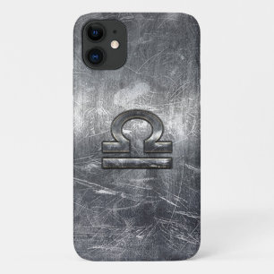 Libra Zodiac Symbol in Silver Steel Style Case-Mate iPhone Case