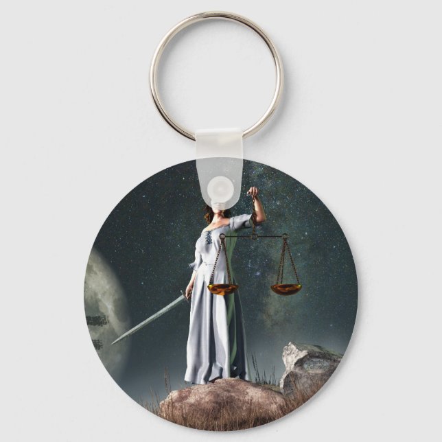 Libra Zodiac Symbol Key Ring (Front)