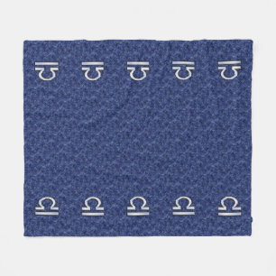 Libra Zodiac Symbol on Blue Digital Camo Fleece Blanket