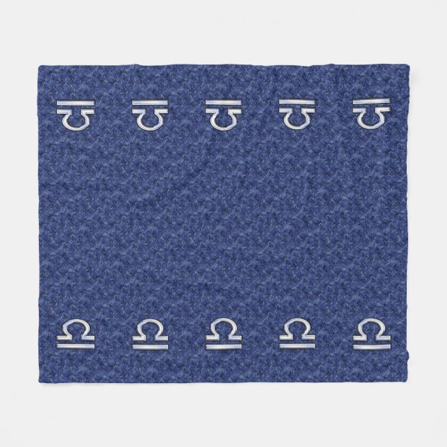Libra Zodiac Symbol on Blue Digital Camo Fleece Blanket (Front (Horizontal))
