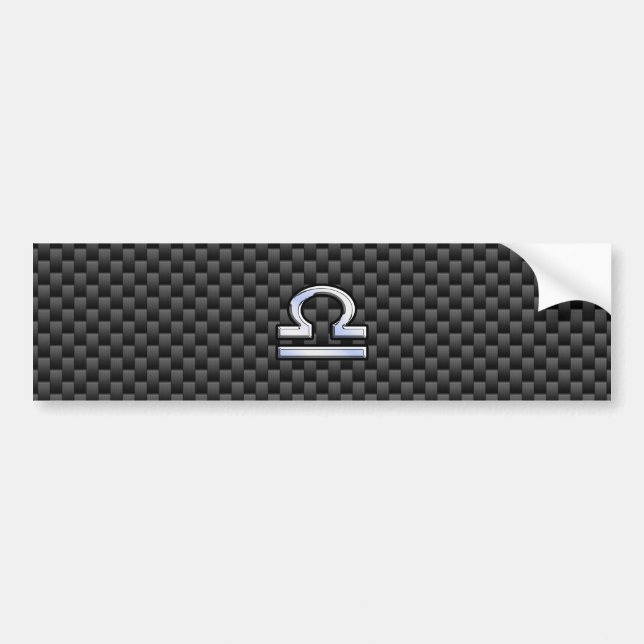 Libra Zodiac Symbol on Carbon Fibre Decor Bumper Sticker (Front)