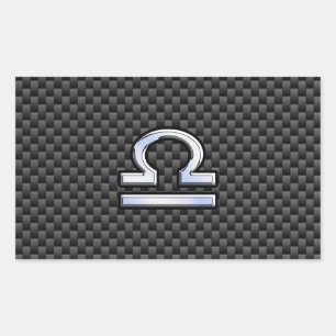 Libra Zodiac Symbol on Carbon Fibre Decor Rectangular Sticker