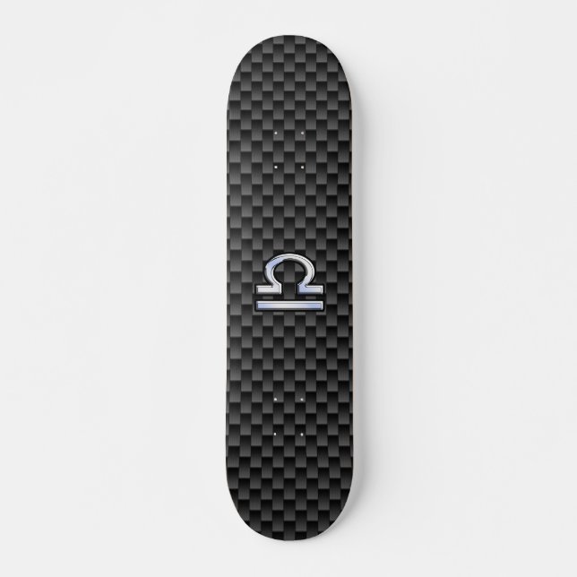 Libra Zodiac Symbol on Carbon Fibre Decor Skateboard (Front)