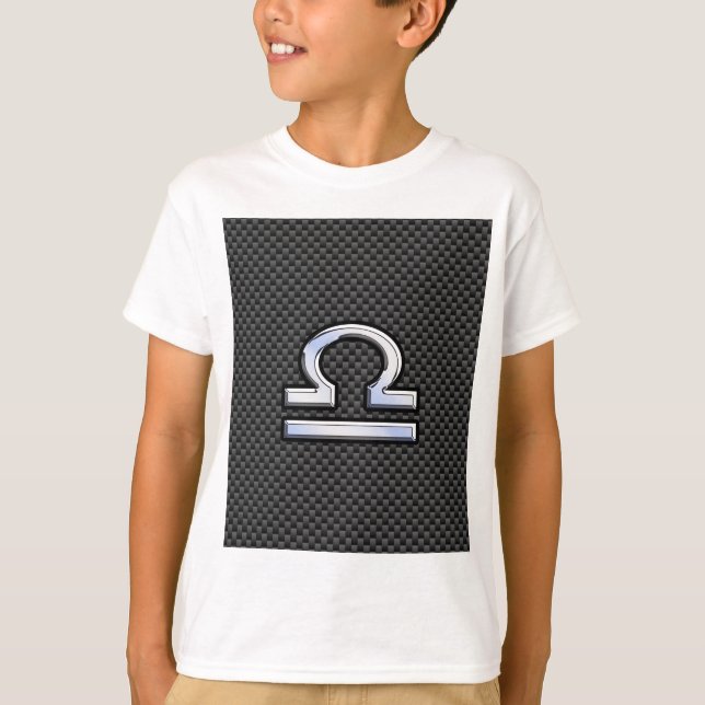 Libra Zodiac Symbol on Carbon Fibre Decor T-Shirt (Front)