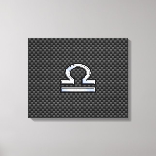 Libra Zodiac Symbol on Carbon Fibre Print (Front)