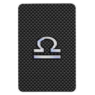 Libra Zodiac Symbol on Carbon Fibre Print Magnet