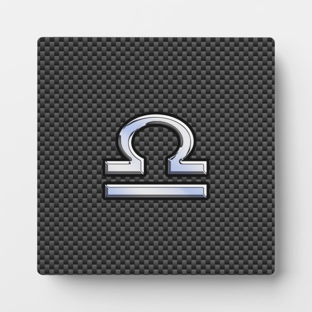 Libra Zodiac Symbol on Carbon Fibre Print Plaque (Front)