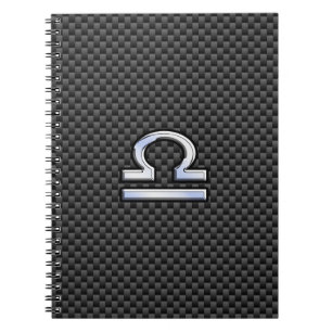 Libra Zodiac Symbol on Carbon Fibre Print Spiral Notebook
