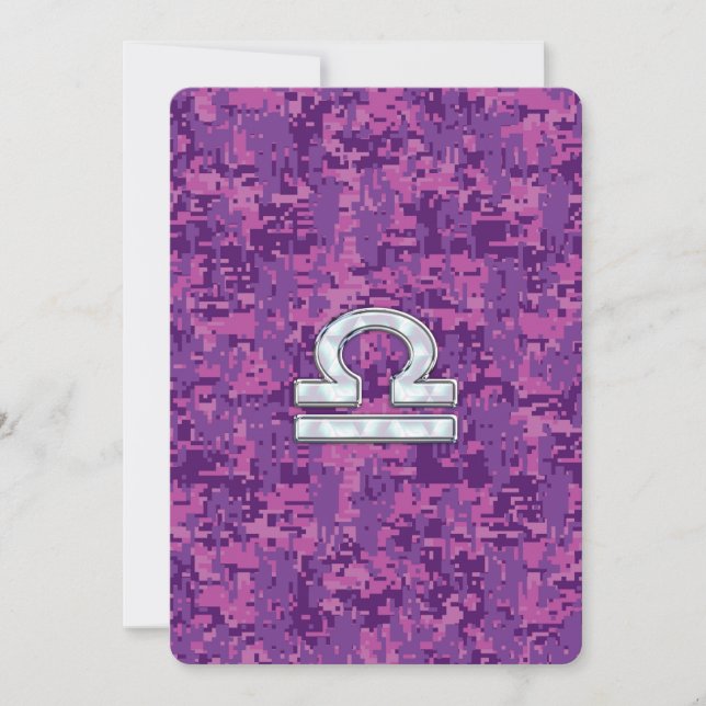 Libra Zodiac Symbol on Fuchsia Digital Camo (Front)