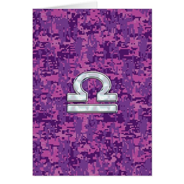 Libra Zodiac Symbol on Fuchsia Digital Camo (Front)