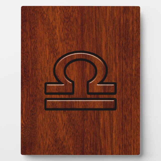 Libra Zodiac Symbol on Mahogany Plaque (Front)